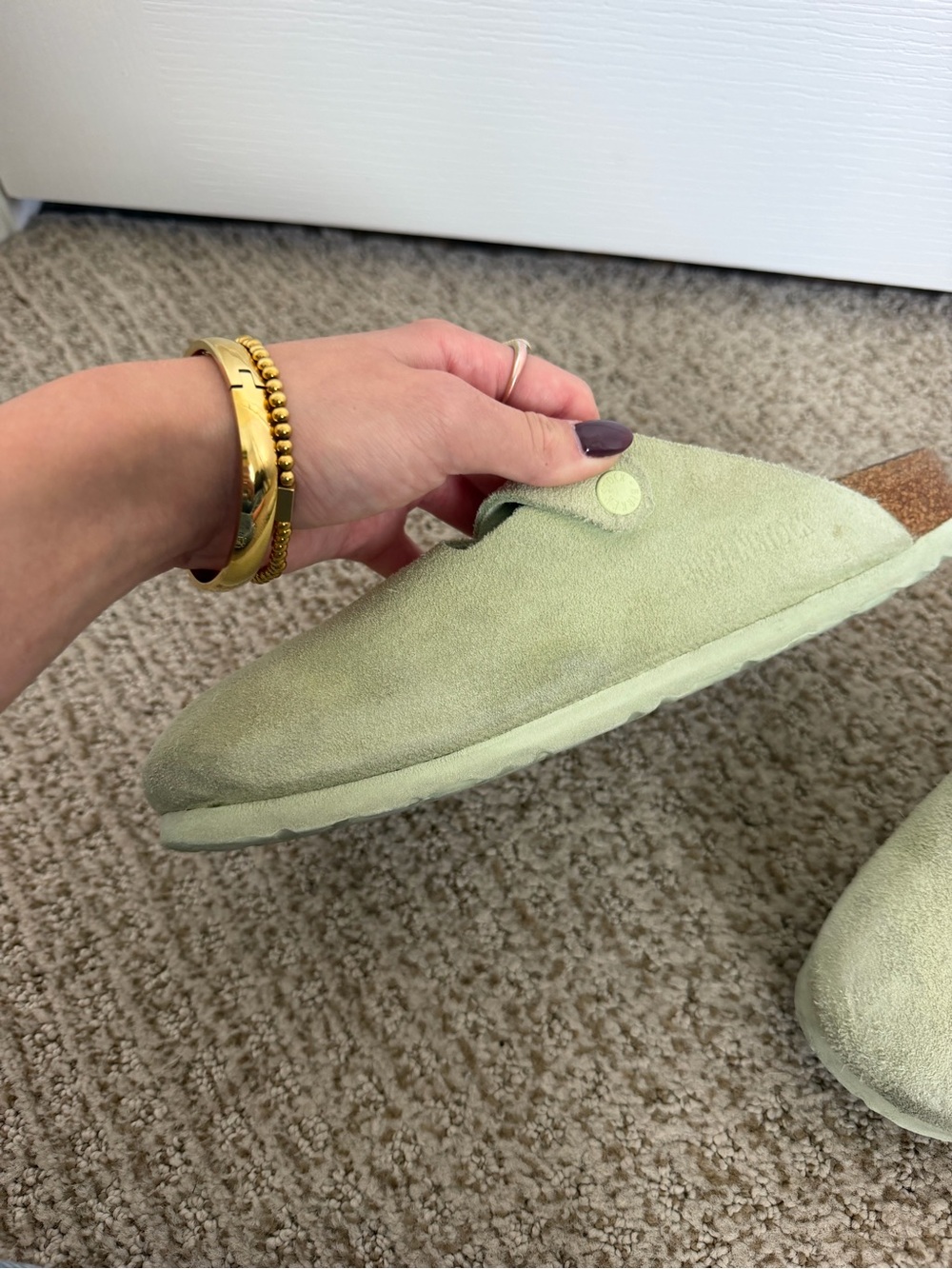 Birkenstock Bostons Suede in Green - Picture 6 of 12